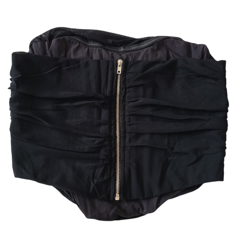 Black Ruched Skirt with Zipper - Picture 7 of 8